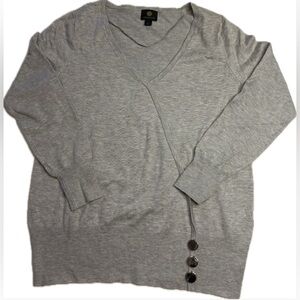 ✨NWT Small Grey Heather Lightweight Long Sleeve V-Neck Sweater Blouse Top